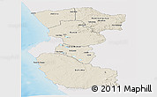 Shaded Relief Panoramic Map of Bengo, single color outside