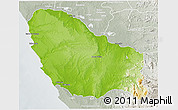 Physical 3D Map of Quicama, lighten, semi-desaturated