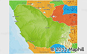 Physical 3D Map of Quicama, political outside