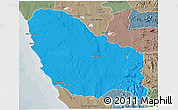 Political 3D Map of Quicama, semi-desaturated