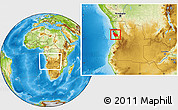 Physical Location Map of Quicama, within the entire country