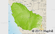 Physical Map of Quicama, shaded relief outside