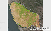 Satellite Map of Quicama, darken, semi-desaturated