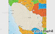 Shaded Relief Map of Quicama, political outside