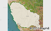 Shaded Relief Map of Quicama, satellite outside