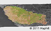 Satellite Panoramic Map of Quicama, darken, desaturated