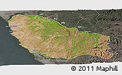 Satellite Panoramic Map of Quicama, darken, semi-desaturated
