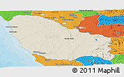 Shaded Relief Panoramic Map of Quicama, political outside