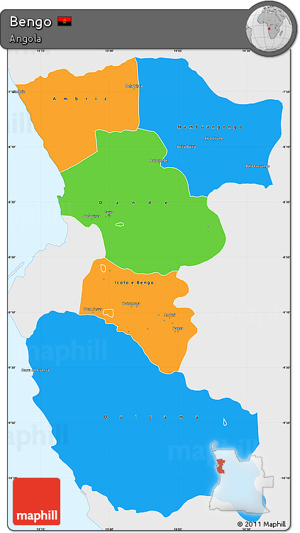 Political Simple Map of Bengo, single color outside