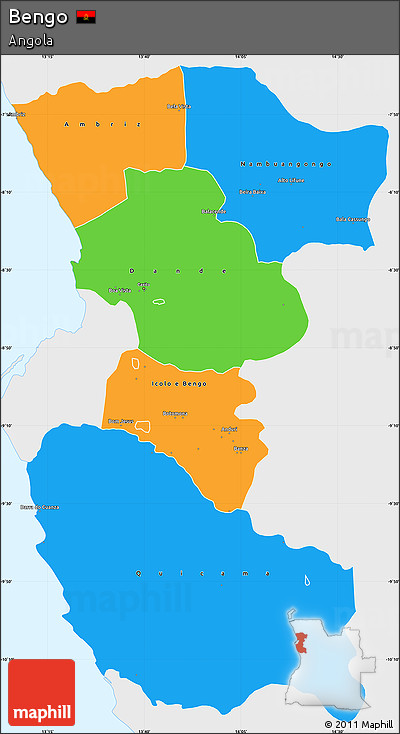 Political Simple Map of Bengo, single color outside