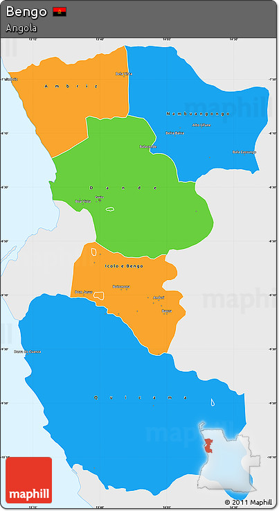 Political Simple Map of Bengo, single color outside