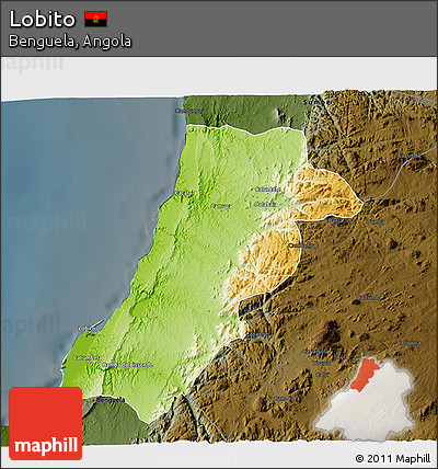 Physical 3D Map of Lobito, darken
