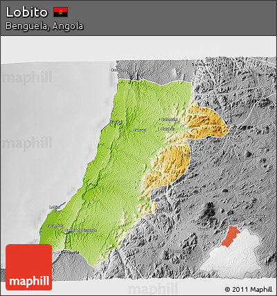 Physical 3D Map of Lobito, desaturated
