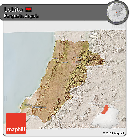 Satellite 3D Map of Lobito, lighten
