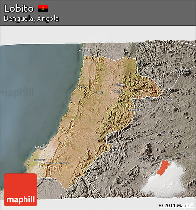 Satellite 3D Map of Lobito, semi-desaturated