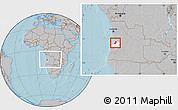 Gray Location Map of Lobito, highlighted parent region, within the entire country, hill shading