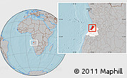Gray Location Map of Lobito, highlighted parent region, hill shading