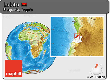 Physical Location Map of Lobito, highlighted parent region
