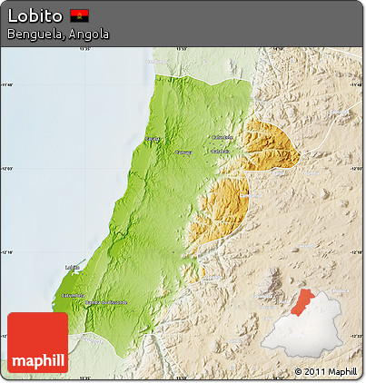 Physical Map of Lobito, lighten