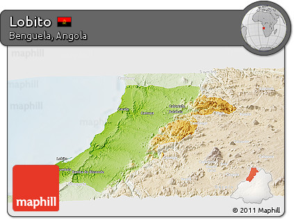 Physical Panoramic Map of Lobito, lighten