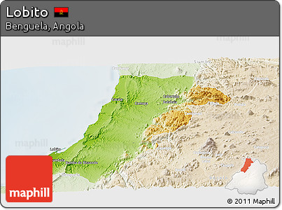 Physical Panoramic Map of Lobito, lighten