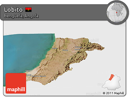 Satellite Panoramic Map of Lobito, single color outside