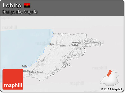 Silver Style Panoramic Map of Lobito, single color outside