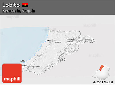 Silver Style Panoramic Map of Lobito, single color outside
