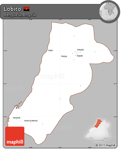 Gray Simple Map of Lobito, cropped outside