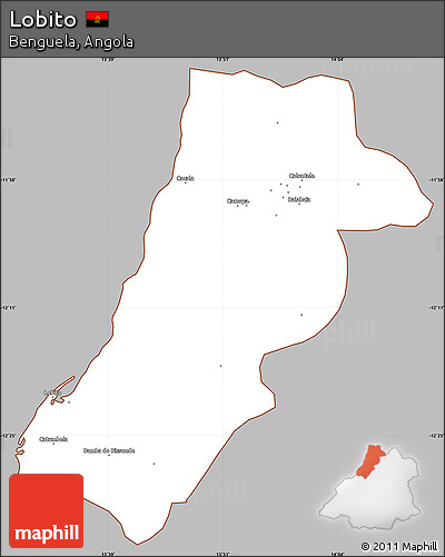 Gray Simple Map of Lobito, cropped outside