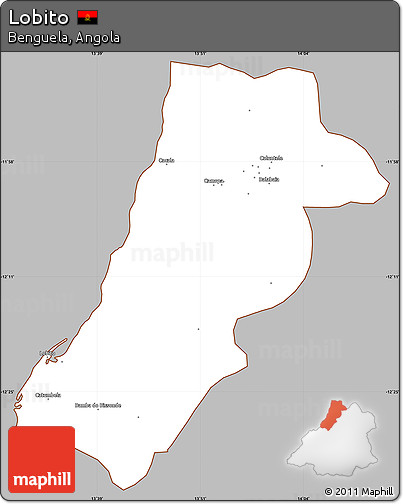 Gray Simple Map of Lobito, cropped outside