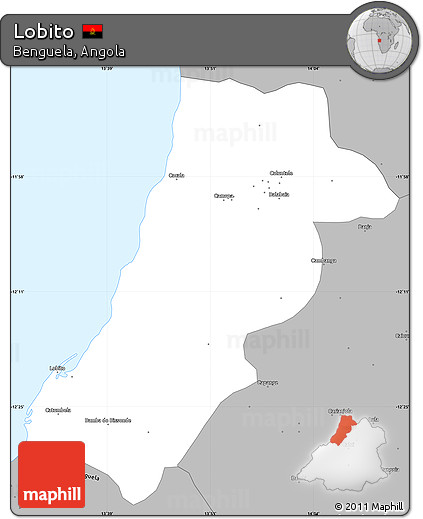 Gray Simple Map of Lobito