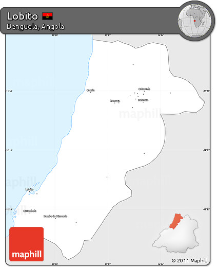 Silver Style Simple Map of Lobito, single color outside