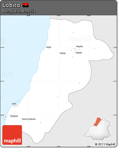 Silver Style Simple Map of Lobito, single color outside