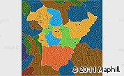 Political 3D Map of Bie, darken