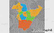 Political 3D Map of Bie, desaturated