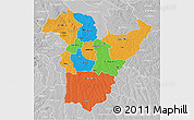 Political 3D Map of Bie, lighten, desaturated