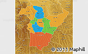 Political 3D Map of Bie, physical outside