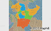 Political 3D Map of Bie, semi-desaturated