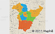 Political 3D Map of Bie, shaded relief outside