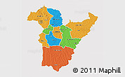 Political 3D Map of Bie, single color outside
