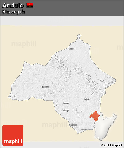 Classic Style 3D Map of Andulo, single color outside