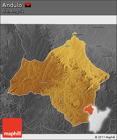 Physical 3D Map of Andulo, darken, desaturated