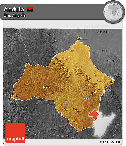 Physical 3D Map of Andulo, darken, desaturated