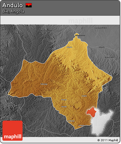 Physical 3D Map of Andulo, darken, desaturated