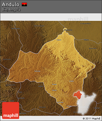 Physical 3D Map of Andulo, darken