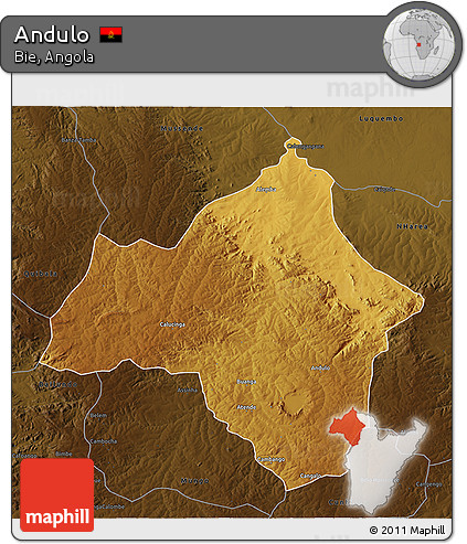 Physical 3D Map of Andulo, darken