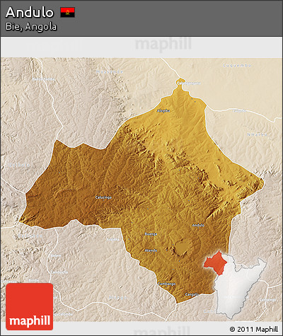 Physical 3D Map of Andulo, lighten