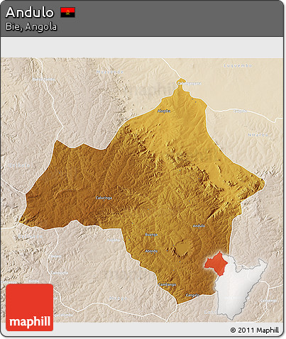 Physical 3D Map of Andulo, lighten