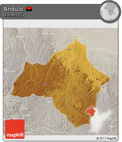 Physical 3D Map of Andulo, lighten, semi-desaturated